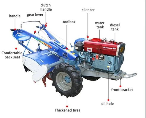 12hp歩く農場トラクター18hp小型ディーゼル歩く手のトラクター16hp